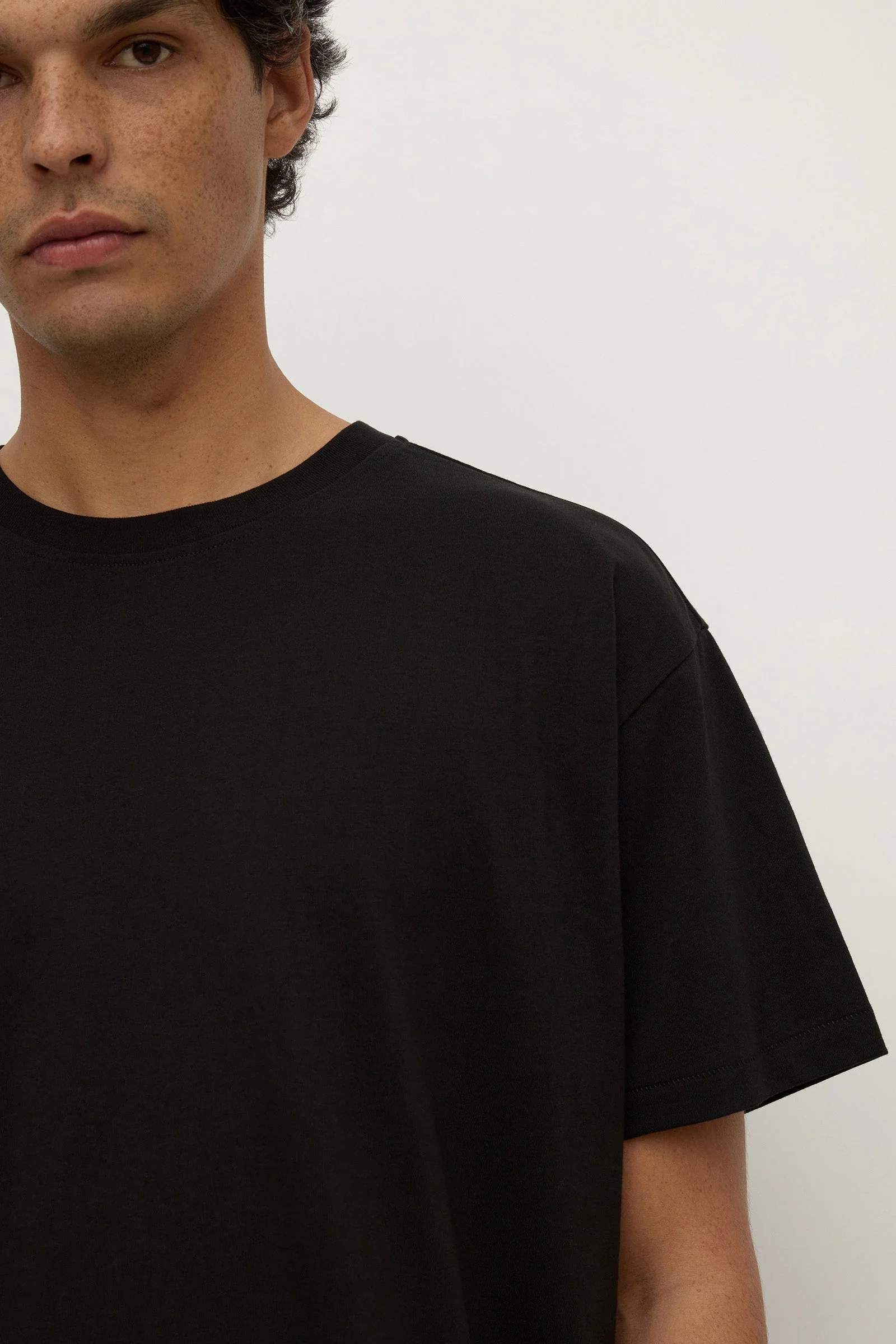 True Black Cropped Cotton Tee