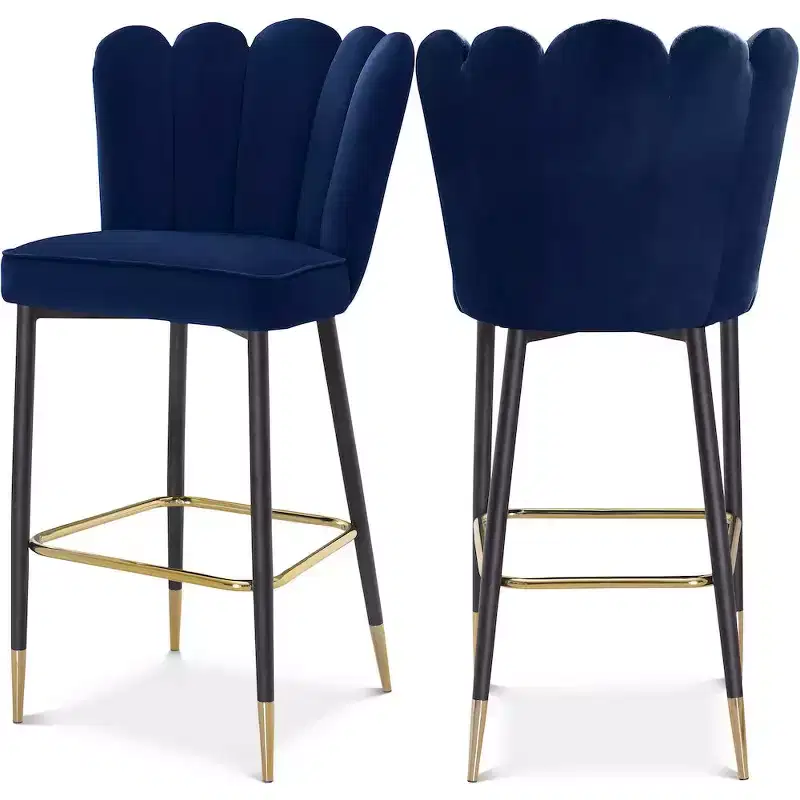 Meridian Furniture,Lily Navy Velvet Stool, Set of 2