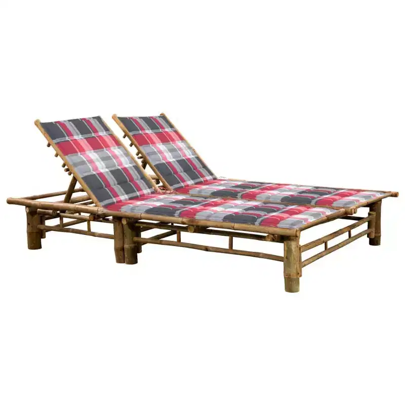 vidaXL Sun Lounger Natural bamboo, (cushions)