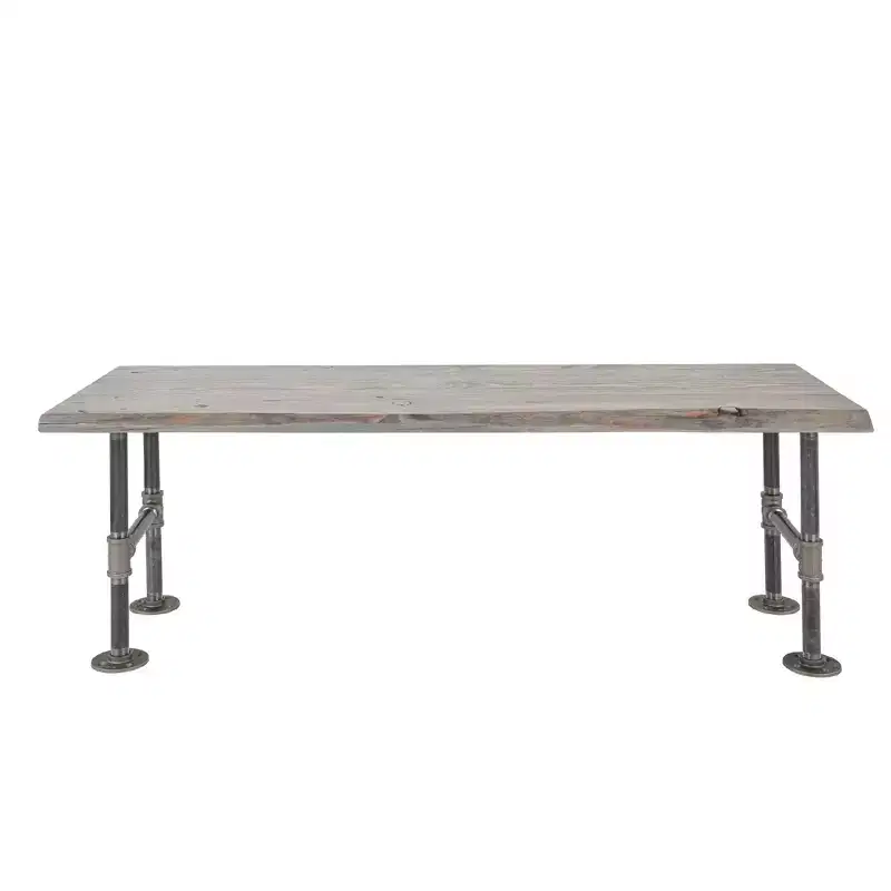 RESTORE Riverstone Grey Solid Live Edge Wood Accent Bench by Pipe Decor
