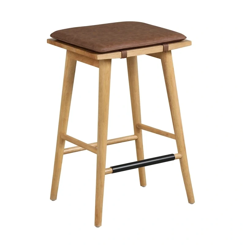 Boucle Upholstered Backless Counter Height Barstool with Cushion, Metal Legs, Modern Style