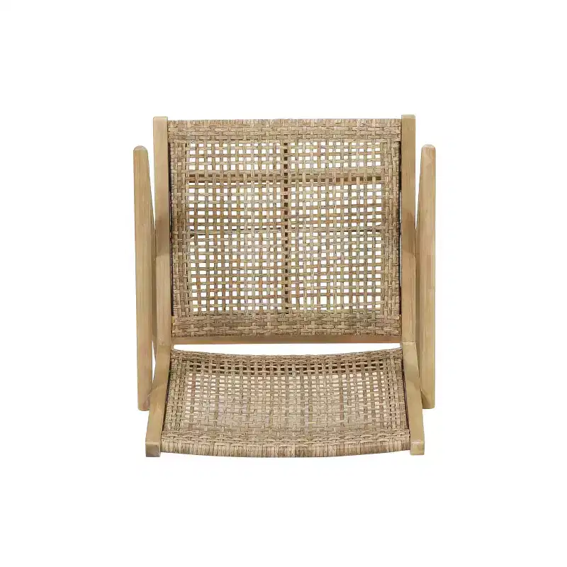 Okak 16 Rustic Patio Accent Chairs Premium Acacia Armchair with Woven Wicker Finish Seat&Back,Set of 2,Patio Furniture Seating,Natural