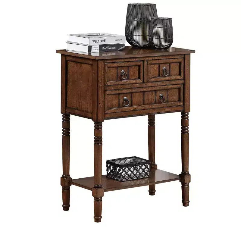 Hall Table Dark Oak 3-Drawer Bottom Shelf Space-Saving Design