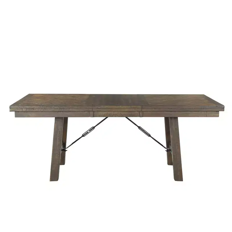 Dex 7pc Extendable Dining Table Set and 6 Upholster Side Chairs Walnut Brown/Cream - Picket House Furnishings: Smokey Finish, Flared Legs