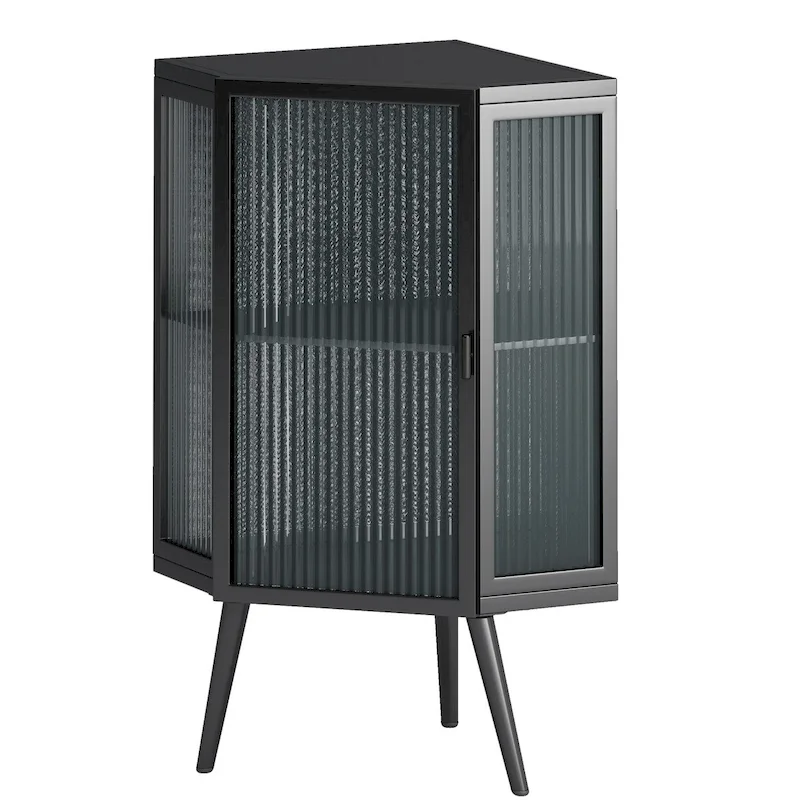 22.25 in. W x 16.54 in. D x 31.5 in. H Floor Coner Linen Cabinet with Tempered Glass Door