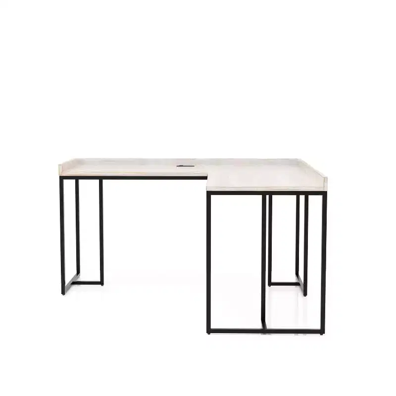 HOMES: Inside + Out Branar L Shape Computer Desk with USB Port White