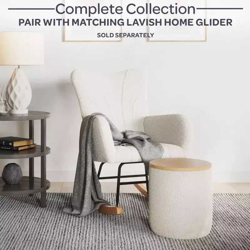 Rocking Chair Teddy Fabric Upholstered Chair Ergonomic Modern Rocker