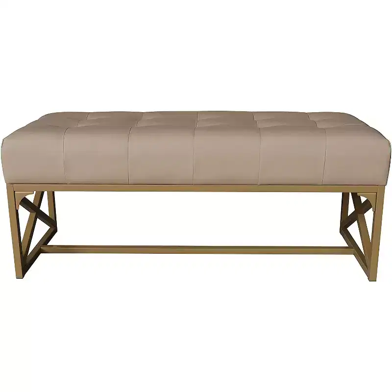 eHemco Modern Faux Leather Bench, 40.2 Inches, Gold