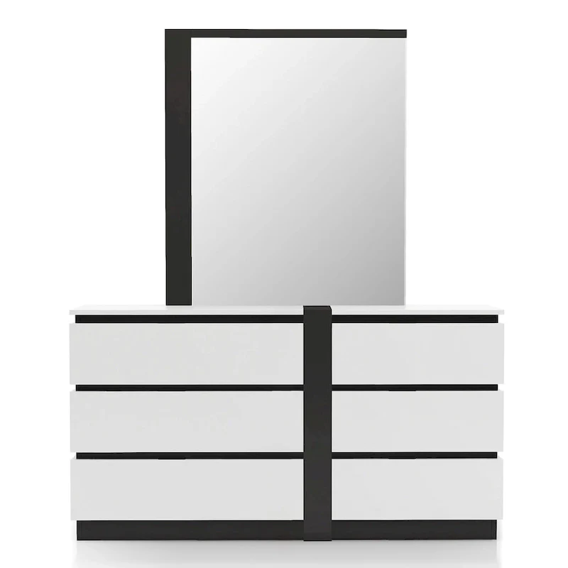 Conjira Contemporary White 2-piece 6-Drawer Wood Dresser and Mirror Set by Furniture of America