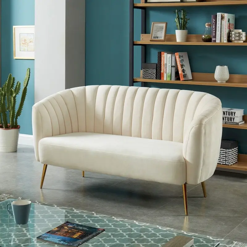 Contemporary Velvet Microfiber Tufted Love Seat
