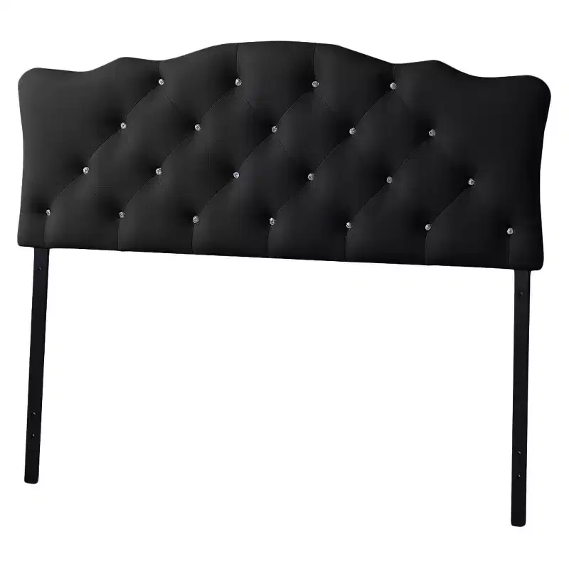 Rita Modern And Contemporary Faux Leather Upholstered Button-Tufted Scalloped Headboard - Baxton Studio
