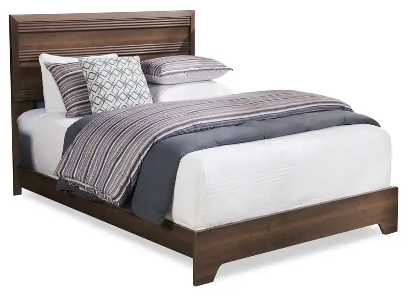 Panel Bed with Headboard & Frame, , Brown/Grey