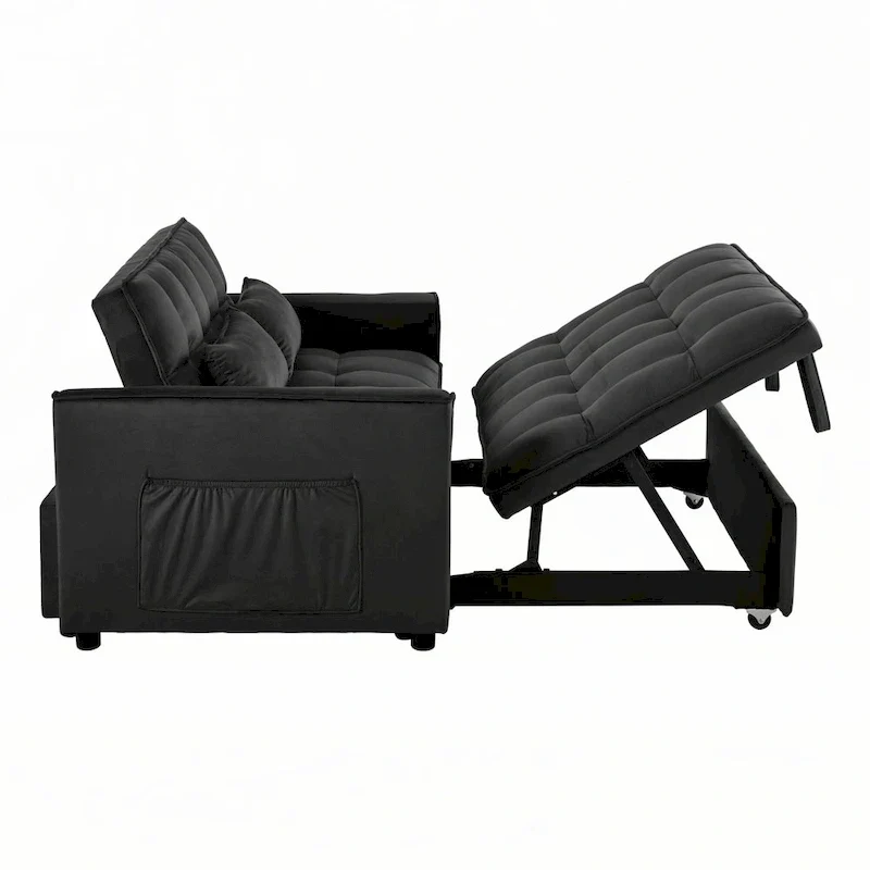 Black Convertible Sofa Bed, Full Size, Sleeps 2