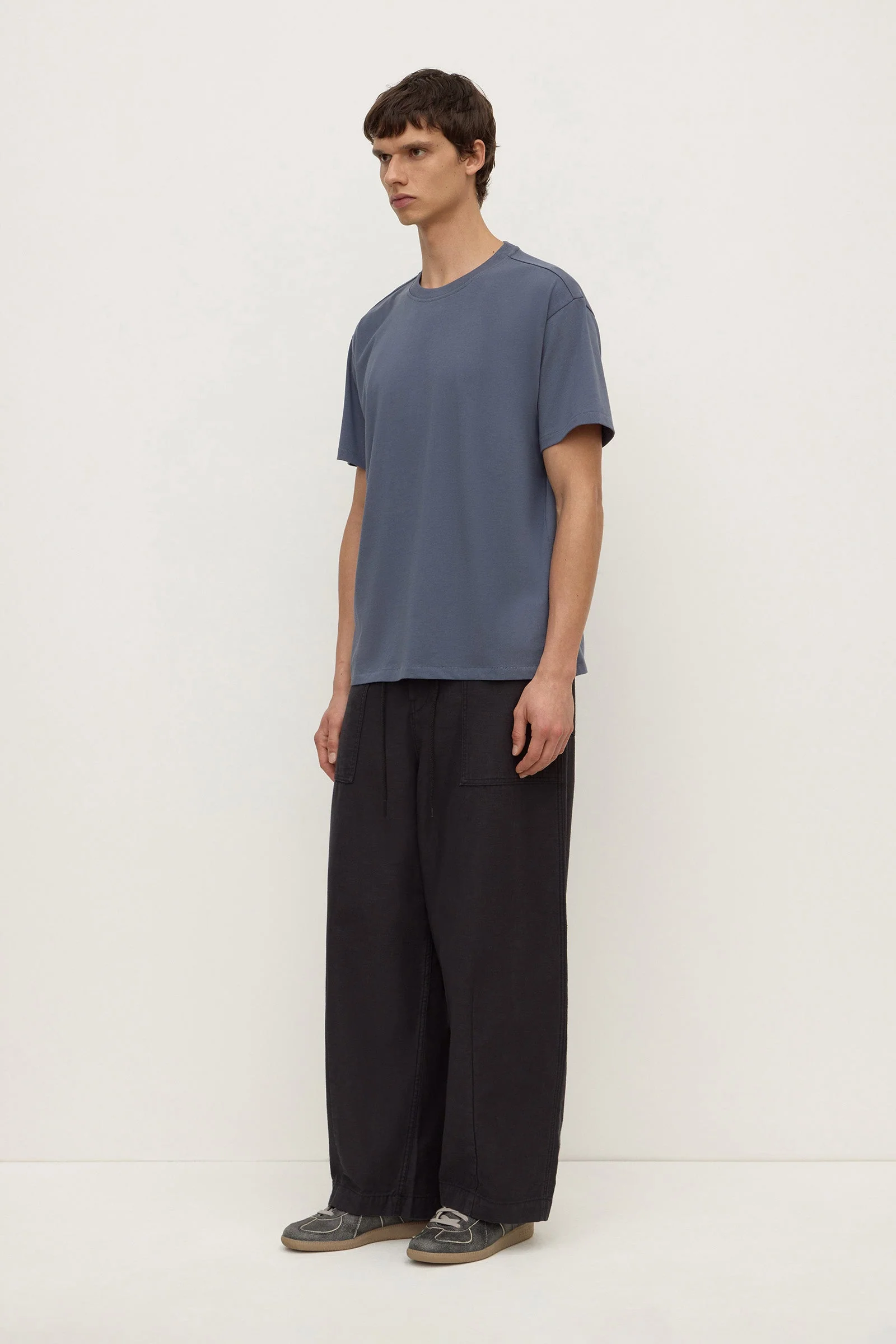 Blue Slate Cropped Cotton Tee