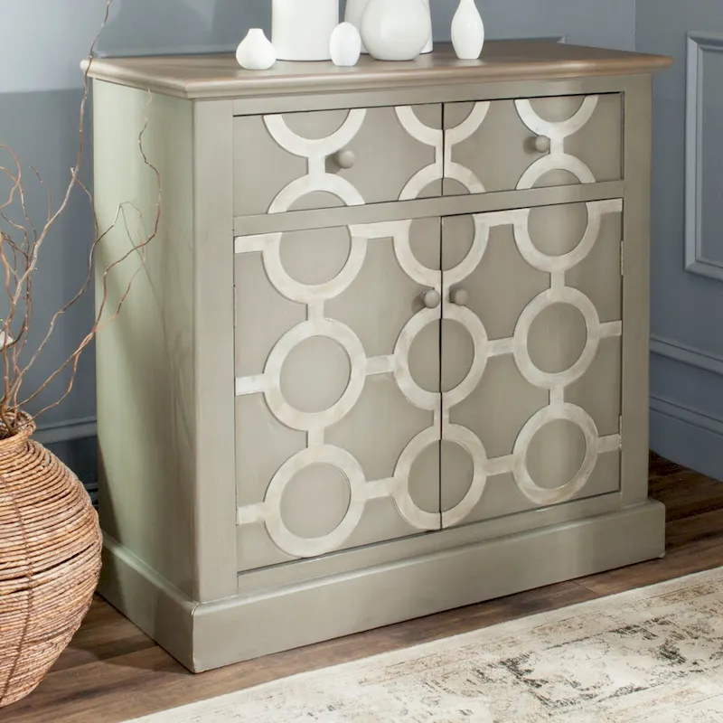 Grey Storage Chest with Deco Chain Link Motif
