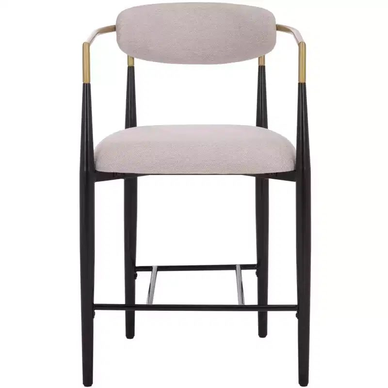 Covelle Arm Counter Stool (Set of 2) - BST6403A - Black Gold/Dove Grey - Safavieh