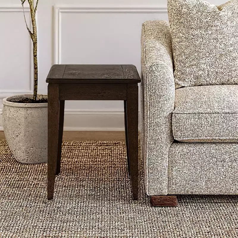 GDFStudio Gu Rustic Wooden Rectangular End Table with Tapered Legs