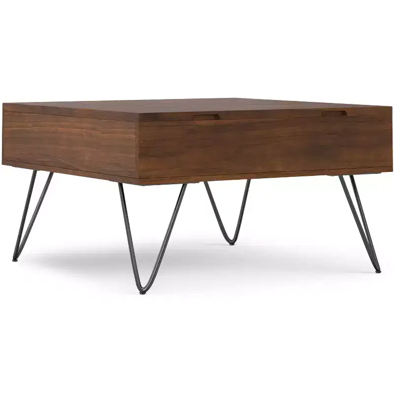 32-Inch Wide Square Industrial Lift Top Coffee Table