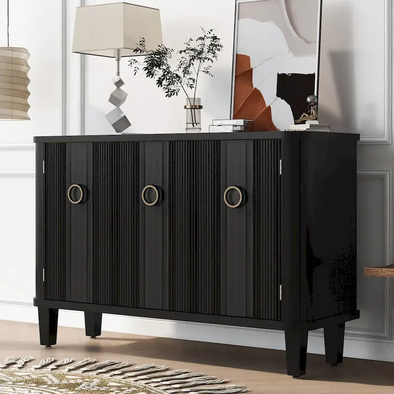 Black / White Three-Door Storage Cabinet with Adjustable Shelves for 1–2 Person