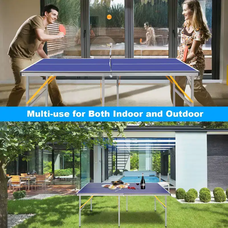 Professional Outdoor Table Tennis Tables,6x3FT Indoor/Outdoor Portable Ping Pong Table Game