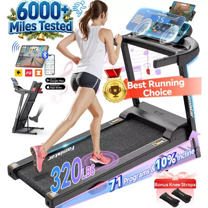 Treadmill for Home,Portable Folding Exercise Treadmill w/ Adjustable Incline,APP Control,64 Programs, 300 lb Capacity, 7.5MPH,Running Walking Jogging