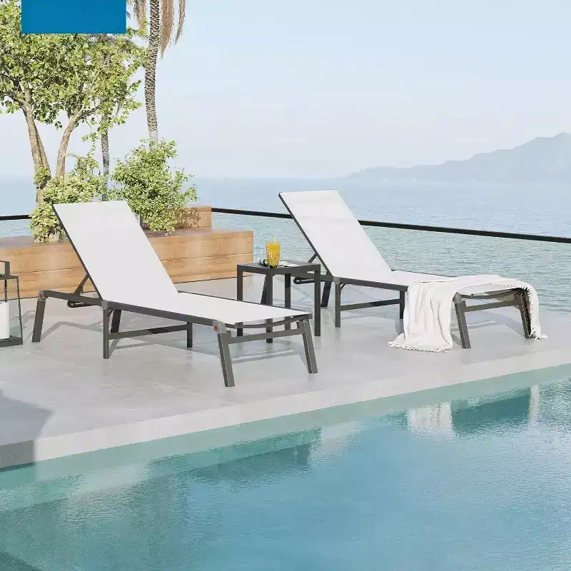 Summit Adventure Outdoor Chaise Lounge Chair - Foldable Aluminum Recliner 5 Positions, No Assembly Needed for Pool/Beach