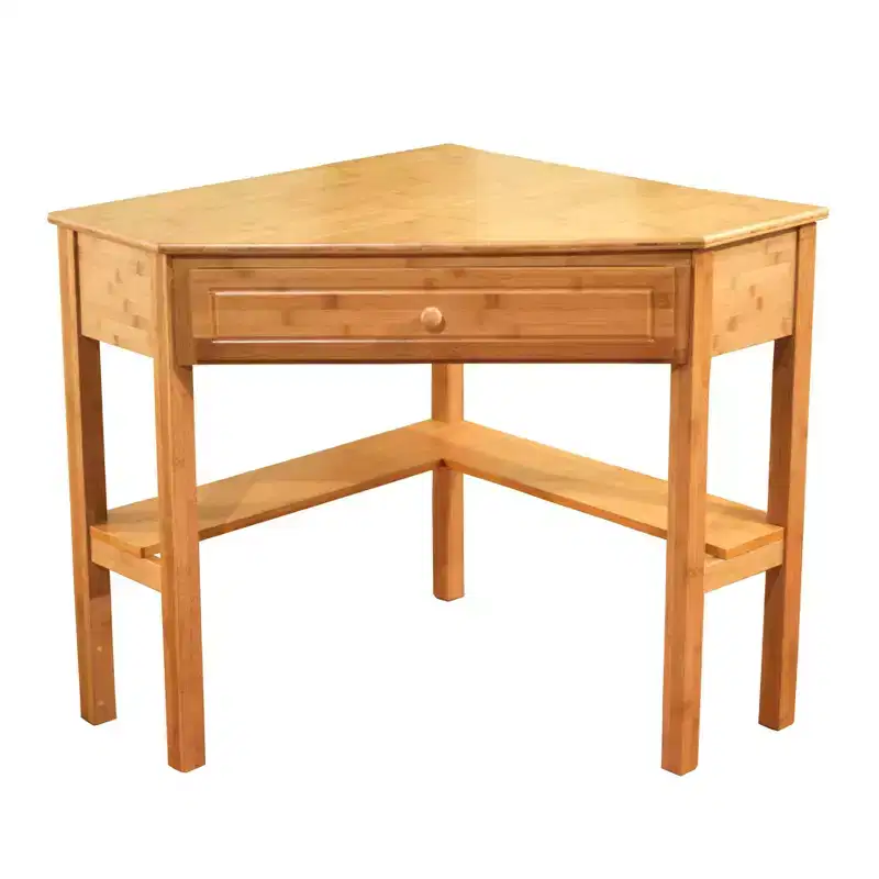 Buylateral Bamboo Corner Desk with Drawer Natural