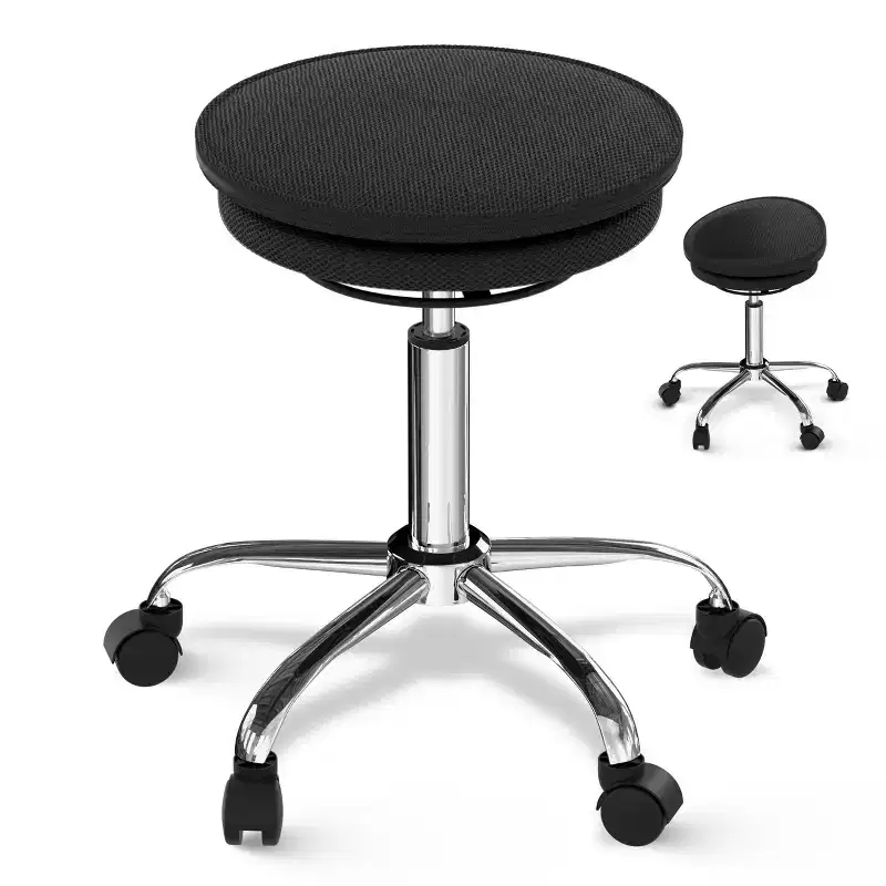 Air Adjustable Office Chair Black - Rolling Balance, Core Engagement, Polyester Upholstery, Steel Frame