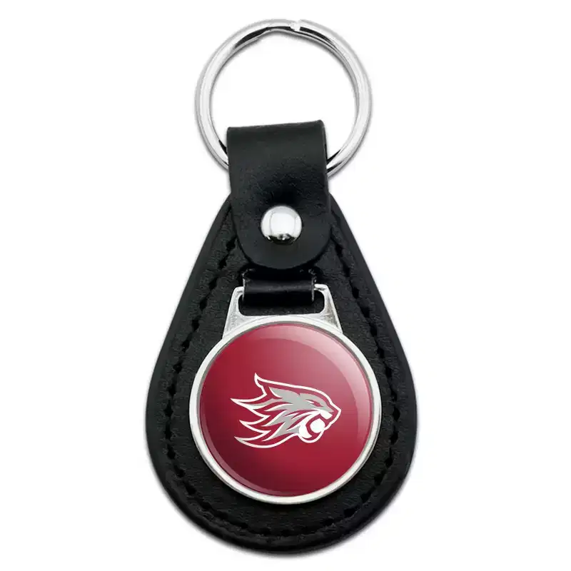 California State University Chico Primary Logo Black Leather Keychain