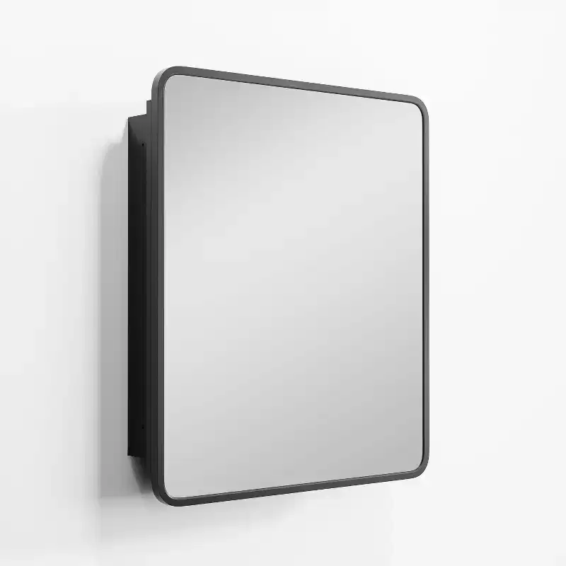 30 * 24 Inch Black Rectangular Bathroom Medicine Cabinet With Mirror