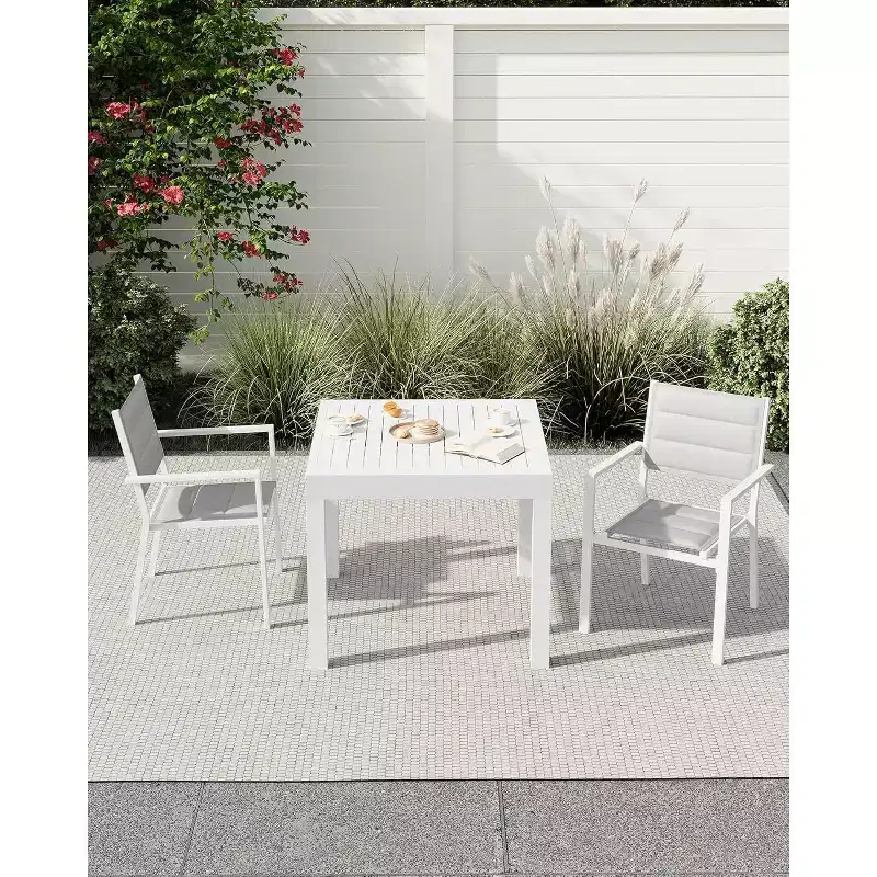 31.5-63 Expandable Dining Table with Aluminum Slat Frame,4-6 Persons,Rectangular,for Porch
