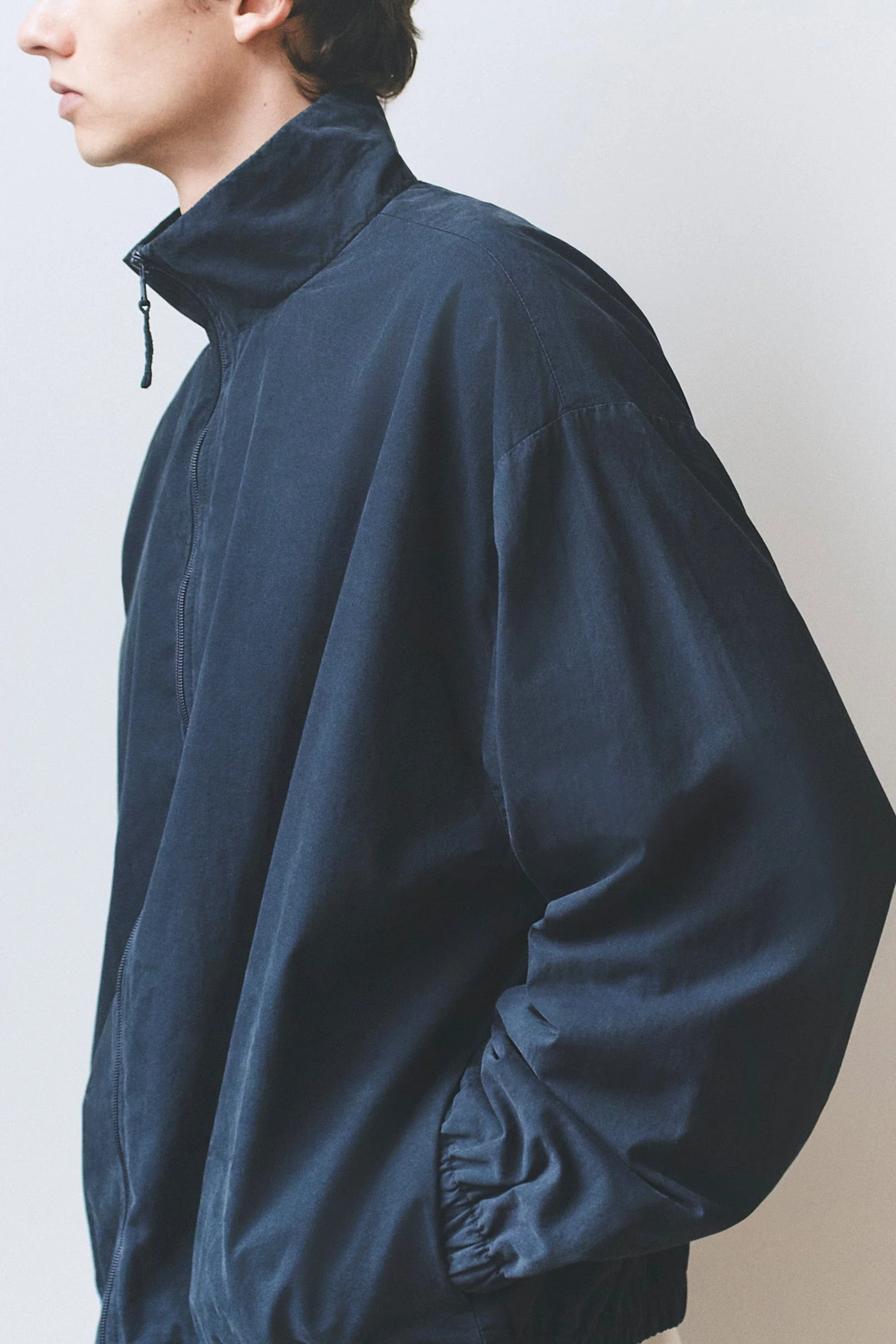 True Navy Cotton Stand Collar Jacket