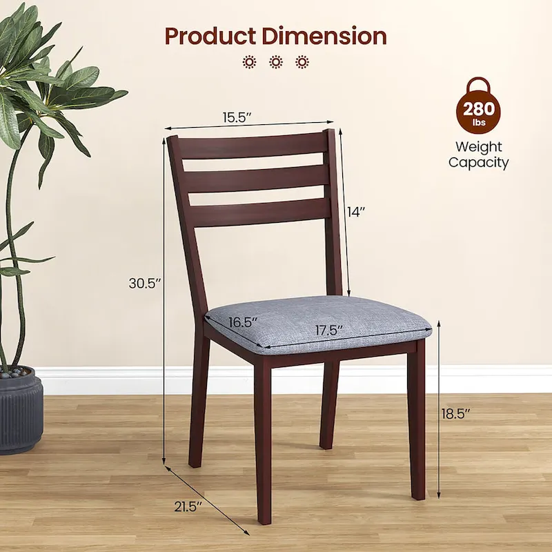 Gymax Upholstered Dining Chair Set of 4 Armless Cushioned Seat Hollow