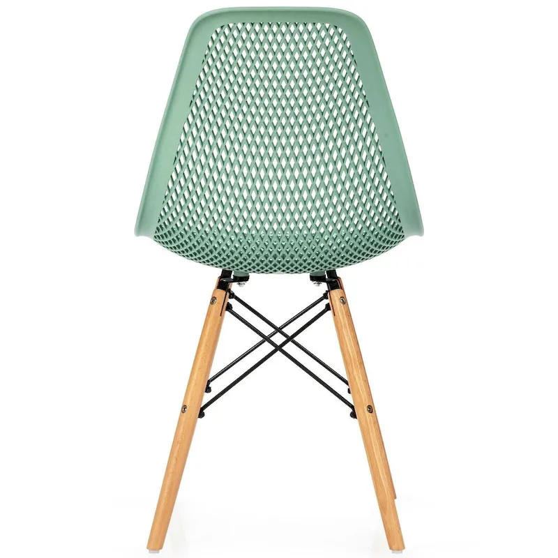 4 Pcs Modern Plastic Hollow Chair Set with Wood Leg - 22 x 18 x 32.5 (L x W x H)