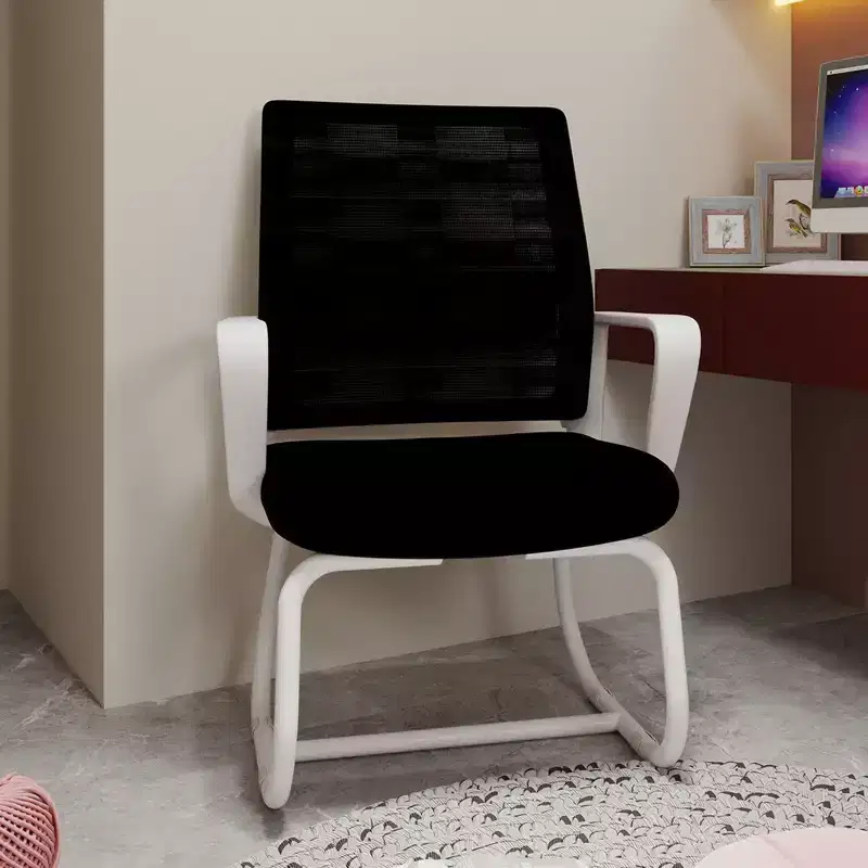 Minimalist Home Office Desk Chair, Upholstered Computer Chair with Metal Frame and Armrest, Comfy Chair for Home, Office