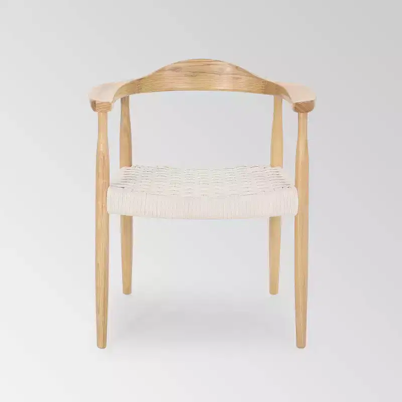 Mid Century Modern Accent Chair White – Wool & Cotton Blend, No Assembly Required