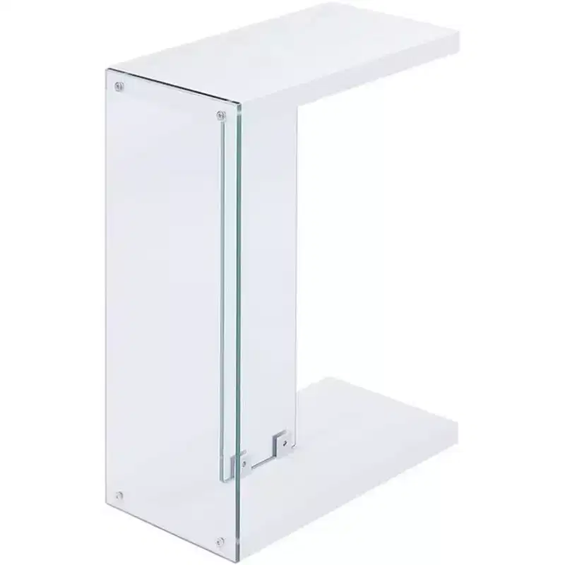 HomeStock Belmont Electric Flip Top End Table with Hidden Storage, Charging Station with Outlets and USB Ports, Glass Side Panels