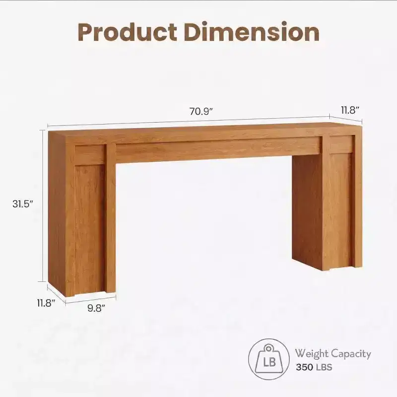 Extra-Long Wooden Console Table with 2 Drawers & 2-Tier Storage Shelves, Sturdy Mark-Resistant Entryway Accent Sofa Table for Living Room