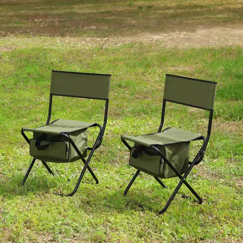 Portable 2-Piece Folding Chair with Storage Bag, Ideal for Indoor, Outdoor Camping, Picnics, and Fishing