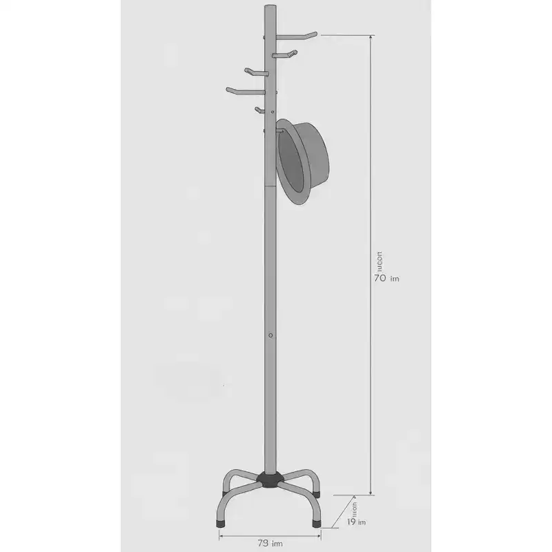 6 Hooks Coat Hat Rack Silver Metal Chrome Finish