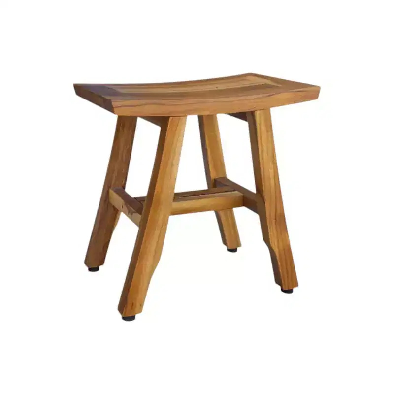 HomeRoots 14 Natural Teak Curvilinear Shower Bench