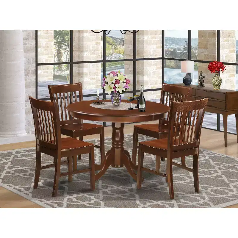 HomeStock Modern Dining Table Set With 2 Linen Chairs