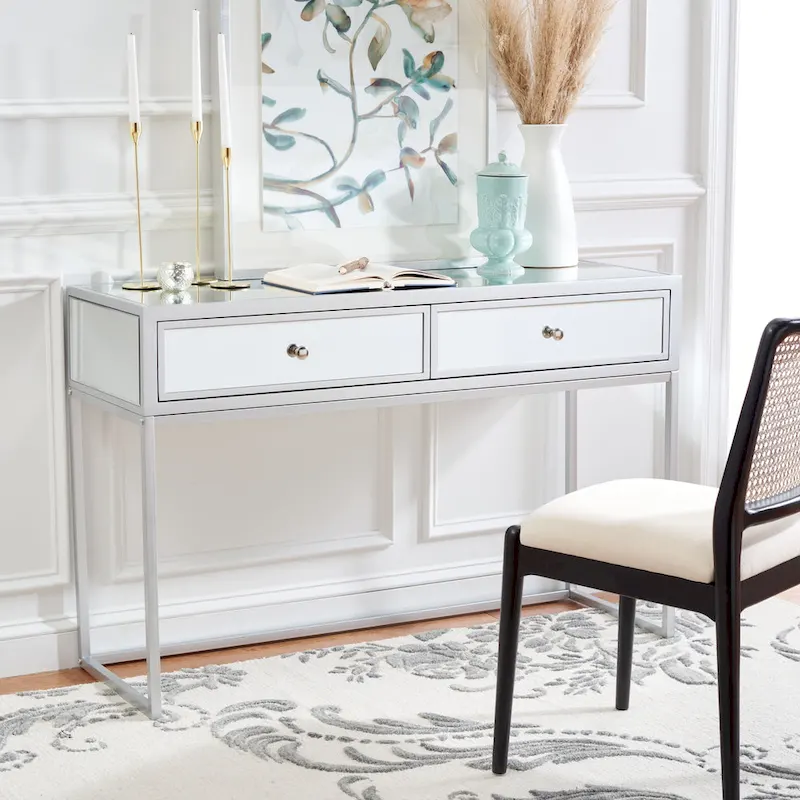 Ethyle 2-Drawer Mirrored Desk