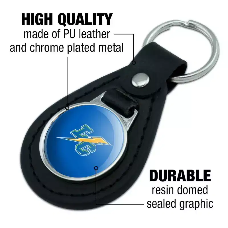 Lehman College Primary Logo Black Leather Keychain