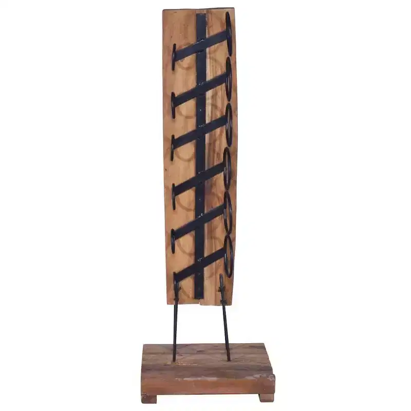 vidaXL Wine Rack for 6 Bottles 13.8x13.8x39.4 Solid Teak Wood