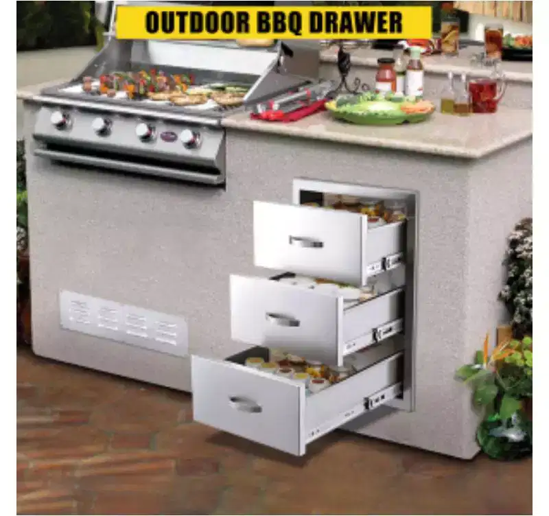 Stainless Steel 3-Drawer Cabinet with Ventilation Panels, Vertical Style,