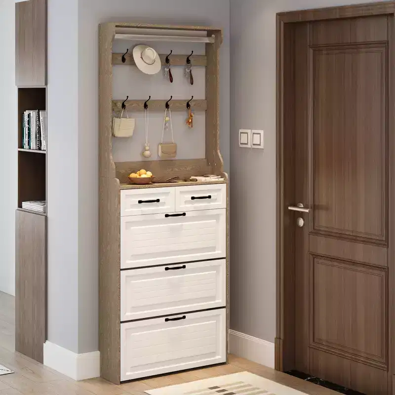 Shoe Cabinet With 3 Doors 2 Drawers With Hanger