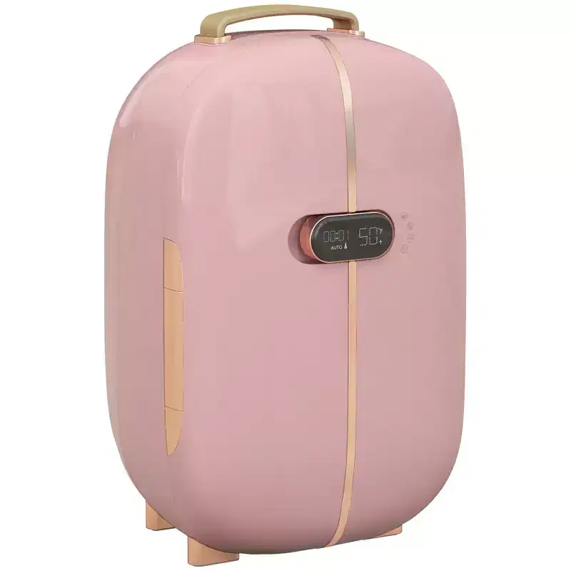 HOMCOM Portable Skincare Fridge, 0.4 Cu. Ft Mini Fridge with Timer, Thermoelectric Cooler Refrigerator for Beauty, Makeup and Cosmetics