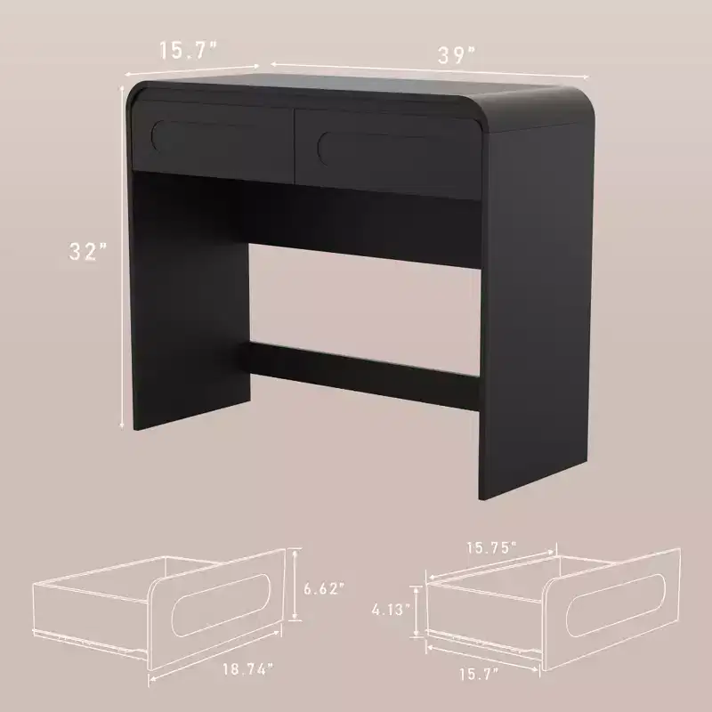 Vanity Desk, Makeup Vanity Desk with 2 Drawers Storage, Modern Makeup Vanity Dressing Table