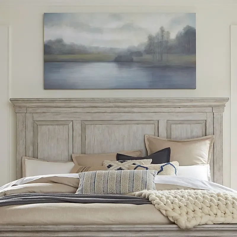 Heartland Antique White Tobacco King Bed Panel Headboard